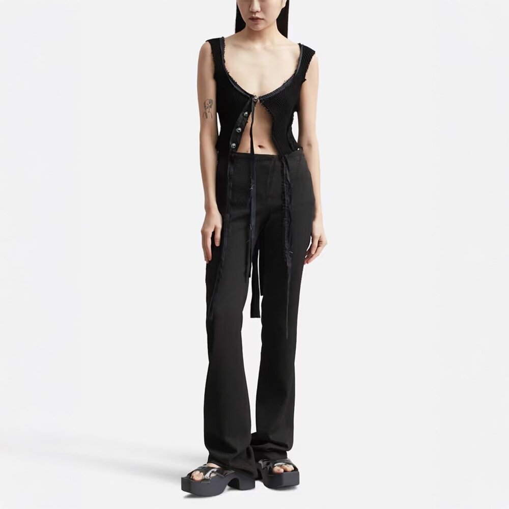 NWT Hyein Seo SS23 Cross Stitch Cutout Pants Black Size 2